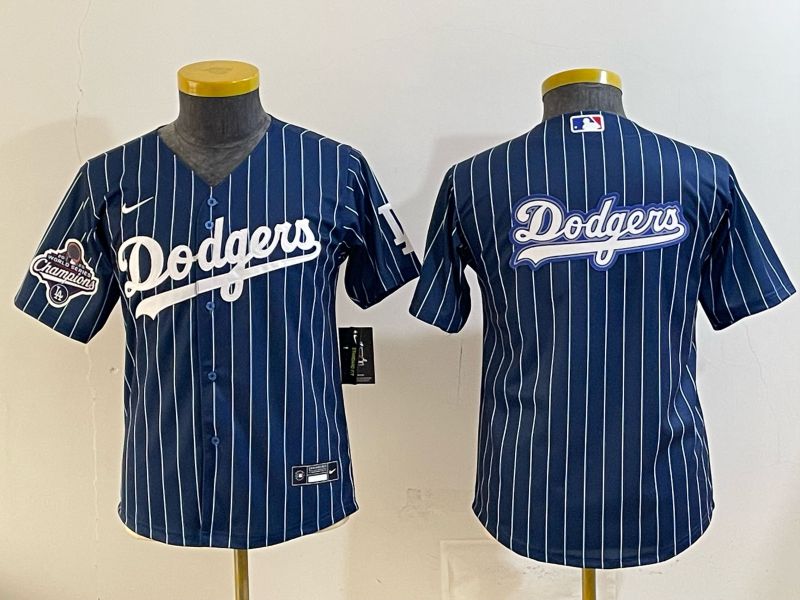 Youth 2026 Los Angeles Dodgers Blank Drak Blue Stripe Game Nike MLB Jersey style 003->youth mlb jersey->Youth Jersey